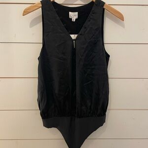 Cami NYC Black silk Bodysuit “The Lorna”